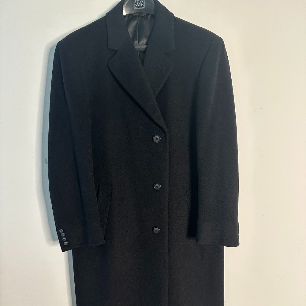 Jos. A Bank Men's Black Wool Blend Over Coat Topcoat 42R